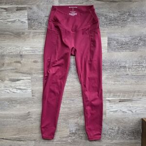 Blogilates Women's Crisscross High-Rise Leggings - Burgundy Size Small